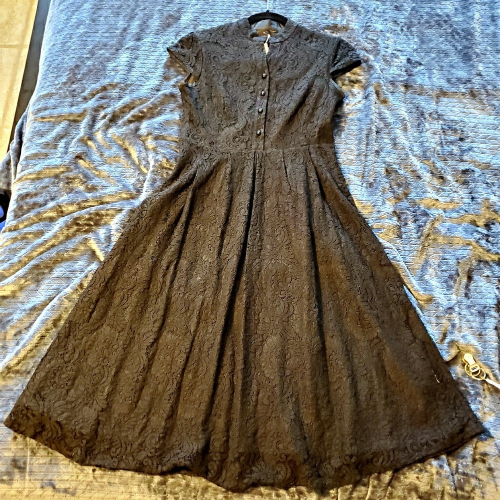Black lace Lolita vintage retro cocktail dress